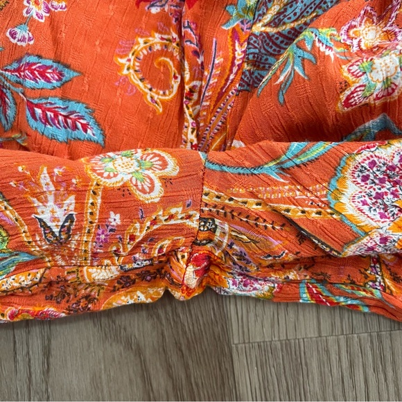 Nicole Miller Orange Paisley Smocked Wide Leg Pants Girls XL - Picture 7 of 8